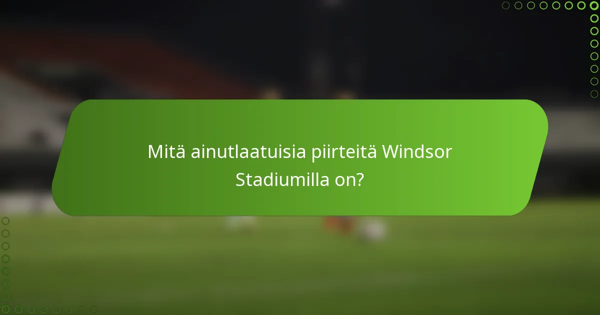Mitä ainutlaatuisia piirteitä Windsor Stadiumilla on?